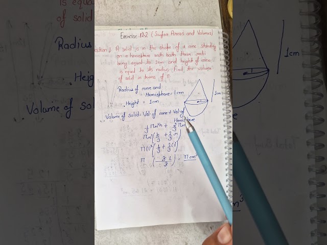 Exercise 12.2 Quedtion 1 Class 10th Maths Ncert|Volume of solid in terms of pie Que 1 ex 12.2