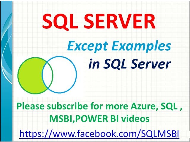 Except in SQL Server | sql except examples | sql tutorials