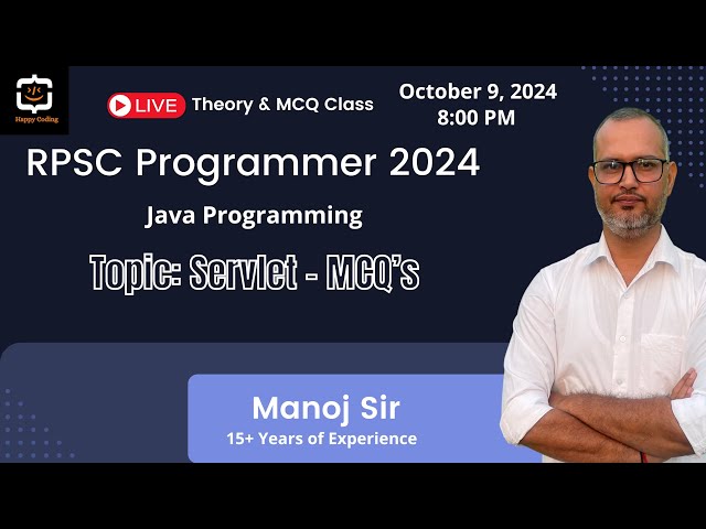 15. Servlet MCQ's Solution | RPSC Programmer | Happy Coding | Java By Manoj Sir