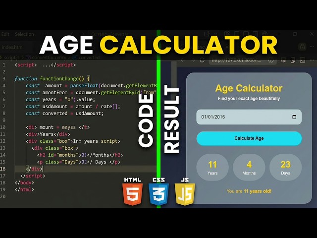 How to Build an Age Calculator App | HTML, CSS & JavaScript Tutorial