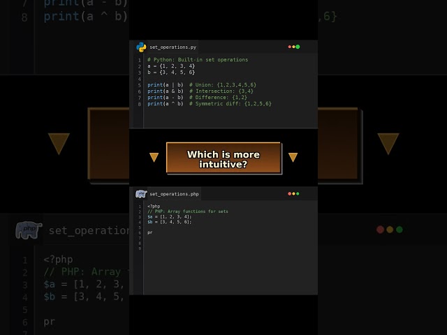 Set Operations: Python   - vs Array Functions! #phptricks