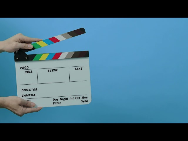 movie film slate close up hand clapping empty film slate