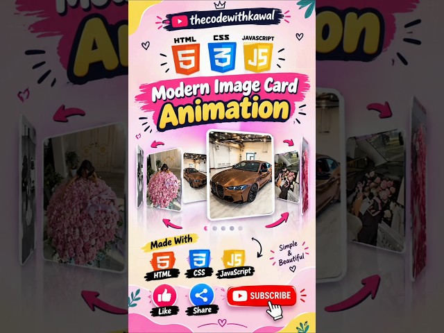 🔥 Modern Image Card Animation using HTML CSS & JavaScript | Responsive Image Slider #shorts