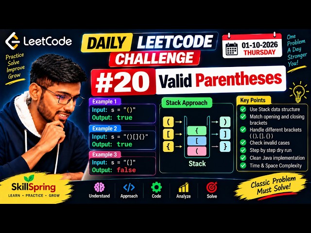 Daily LeetCode Challenge #20 | Valid Parentheses | Java | Stack | 01-10-2026