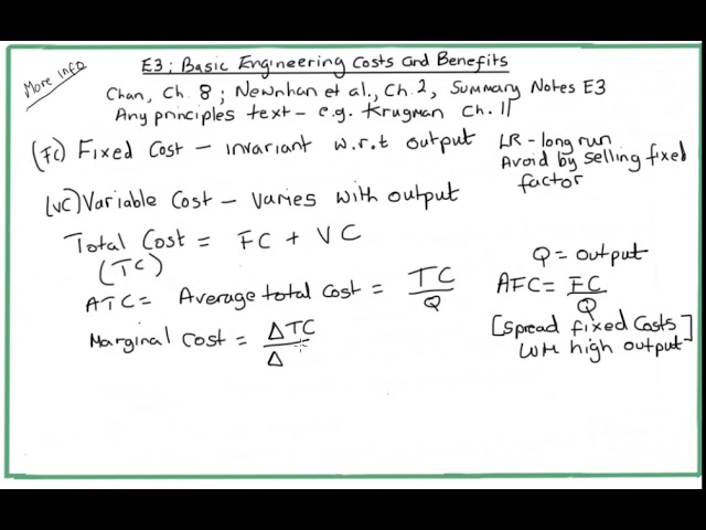 EC314: E3--Basic Engineering Costs and Benefits