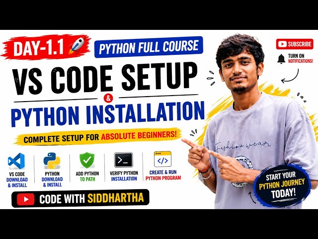 Day-1.1 🔥 VS Code Setup & Python Installation | Python Full Course in Telugu