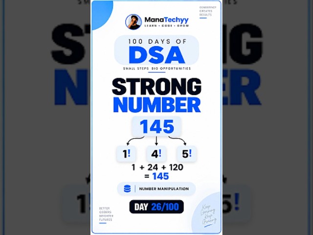 Strong Number in Python | Strong Number Program | Number Logic DSA | Coding Interview | Day 26. #dsa