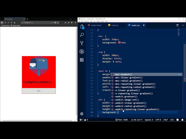 Box email animation with svg