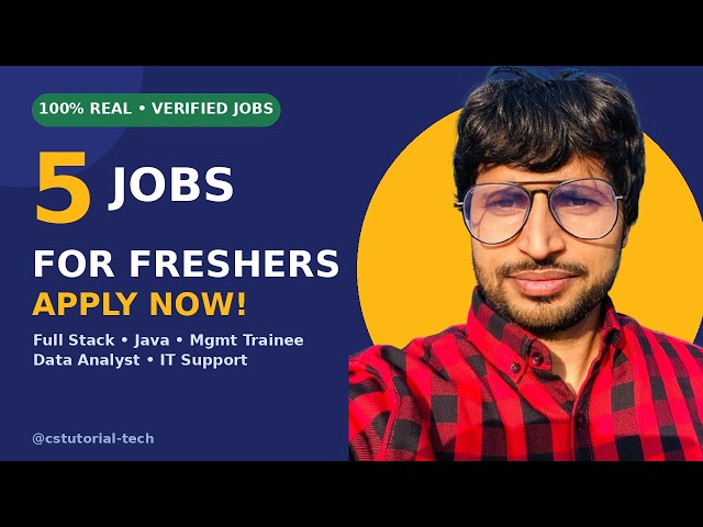5 REAL Job Openings for Freshers 2026 | Apply Now (Full Stack, Java, Data Analyst & More)