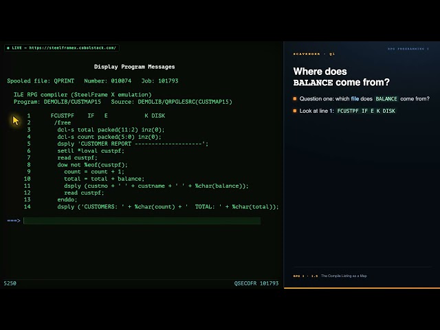 RPG Programming I - Session 1.5 Compile Listing Map