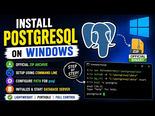 How to Install PostgreSQL | Advance Users Only | ZIP Archive | Windows | Database Server Setup