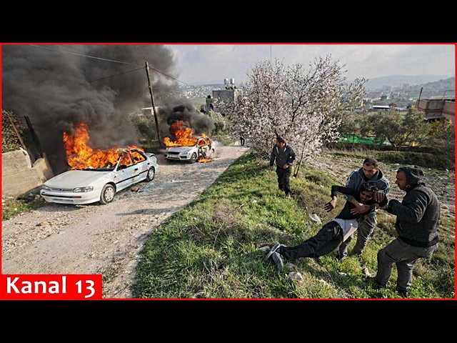 Israeli settlers torch homes and cars in a Palestinian village outside Ramallah