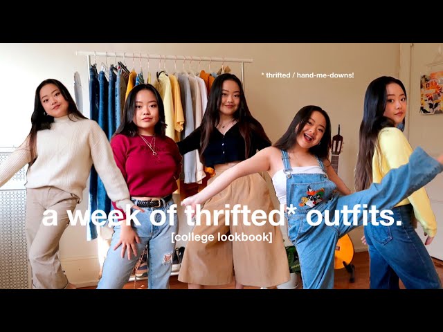 a week of thrifted outfits 🌱 college lookbook!🌞