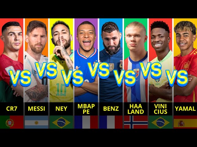Comparison: Ronaldo vs Messi vs Neymar Jr vs Mbappe vs Haaland vs Vinicius Jr vs Yamal vs Benzema