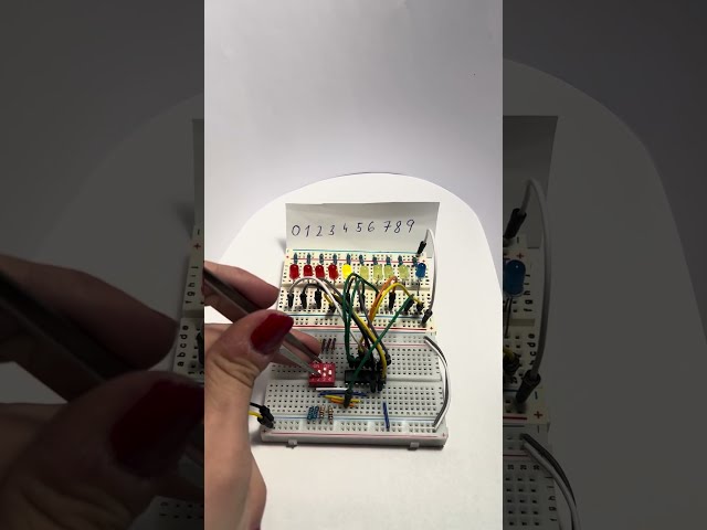 BCD to Decimal circuit using CD4028 #electronics #learning #breadboard #led #fyp #foryou