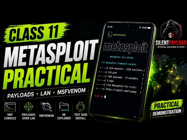 Metasploit Practical Demo on Android | Payloads, MSFVenom & LAN Testing | Class 11