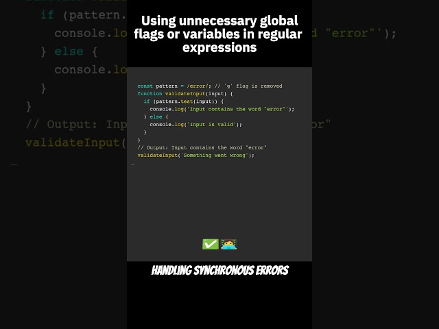Using unnecessary global flags or variables in regular expressions #javascript #codingtips