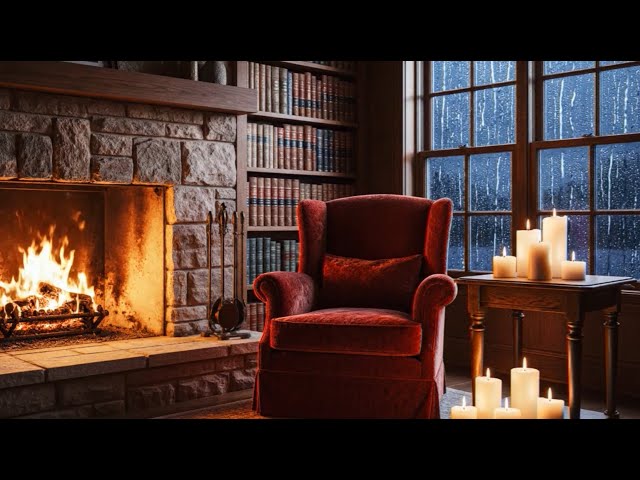 ☕ Cozy Autumn Reading Nook with Relaxing Jazz Music, Fireplace Sounds & Warm Unwinding Mood 4K