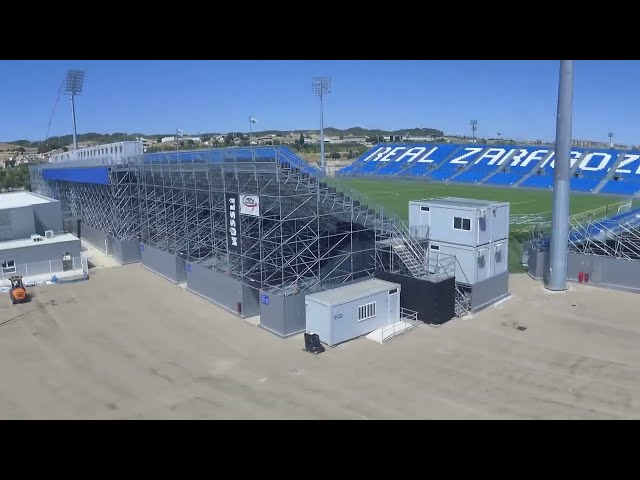 Time-lapse recording of the construction of Real Zaragoza's modular stadium