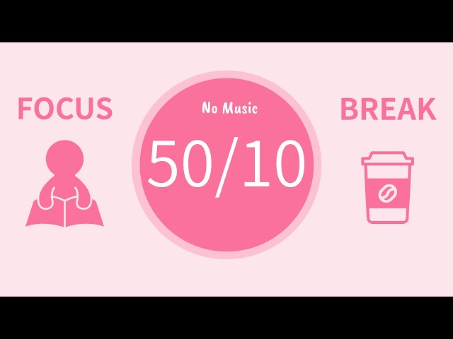 50/10 Pomodoro Timer, No Music (Bell Only) 🌿 7-Hour Aesthetic Study with Me 🌹 Rose Pink