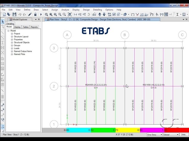 ETABS - 16 Composite Beam Design: Watch & Learn