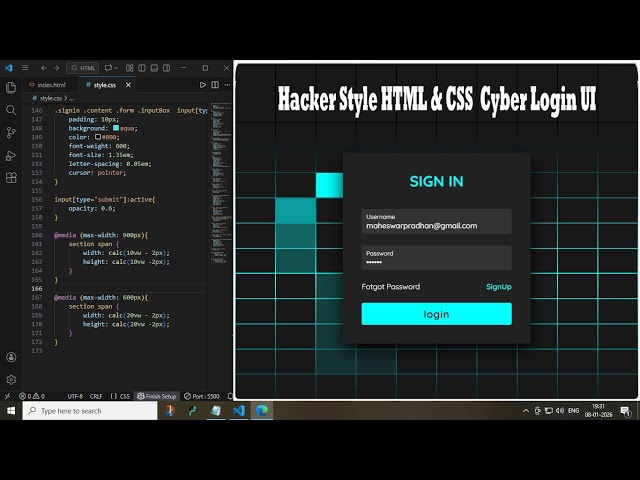 Hacker Style Login Page Design using HTML & CSS  Cyber UI | CSS html only