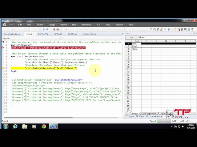 QTP tutorial 1.42-Getting started with UFT-DataTable 2(Automation Testing)