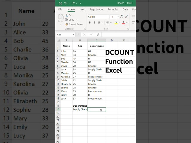 DCOUNT function in Excel