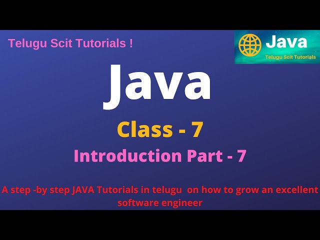 Java||class -7||Introduction Part-7 to JAVA||Java Tutorial for Beginners - in Telugu and English