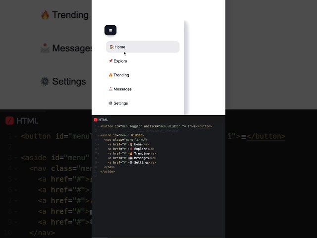 Sidebar Toggle Menu in HTML CSS 🔥