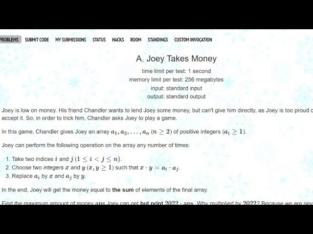 A. Joey Takes Money codeforces solution in c++ || Codeforces Round #841 (Div. 2)