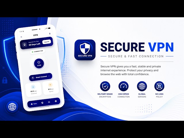 Secure VPN – Flutter VPN App Source Code | Android & iOS | Modern UI