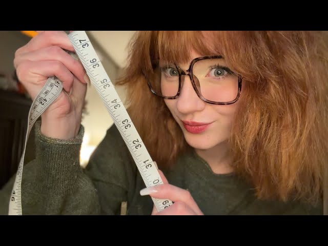 asmr mumbling and measuring 📐📝 close inaudible , unintelligible whispers / soft speaking examining 