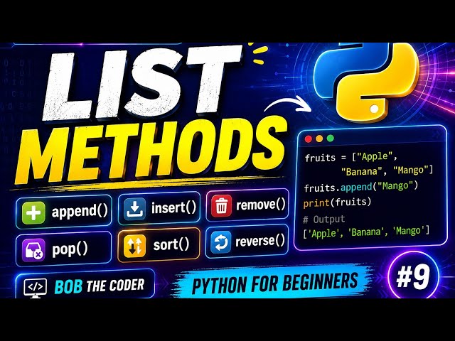 List Methods in Python 🐍 | Python Tutorial #9 | Python for Beginners (Hinglish)