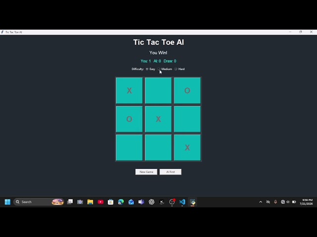 I have created an AI that play Tic Tac Toe. 
