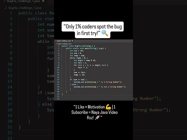 #CodarJava #JavaLearning #CodeWithMe #DailyJava #JavaReels #LearnToCode #BugFixer  #ProgrammerLife