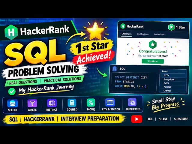 I Earned My 1st SQL Star on HackerRank ⭐ | SQL Problem Solving & Interview Preparation