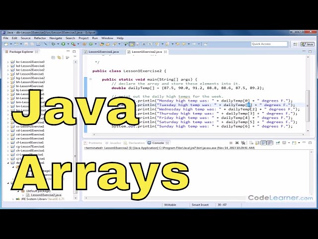 Learn Java - Exercise 01y - Using Arrays in Java