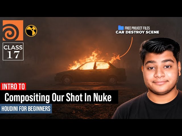 Compositing Our Car Fire Scene| Houdini for Beginners | Class 17