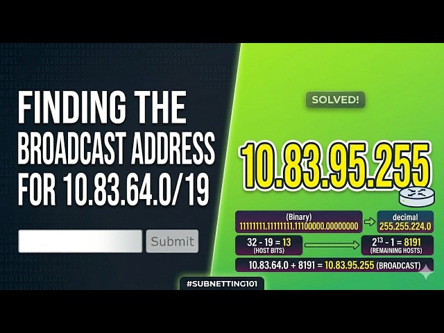 How to Find the Broadcast Address for 10.83.64.0/19 | Subnetting Step-by-Step