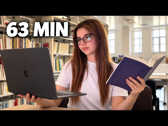 Random Book Chose My Study Time | 63-Minute Study With Me in a Quiet Library 📚