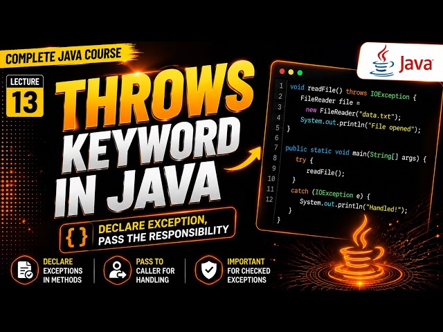 throws Keyword in Java Explained 🔥 | throw vs throws | Exception Handling
