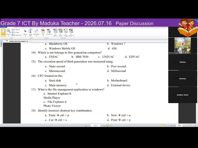 Grade 7 ICT  Paper Discussion Lesson 1-4 | English Medium | @ICTWithMadukaTeacher #OnlineICT #ICT