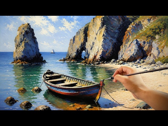 🎨 Can Beginners Really Paint This Beautiful Seascape? Easy Acrylic Tutorial | #0130