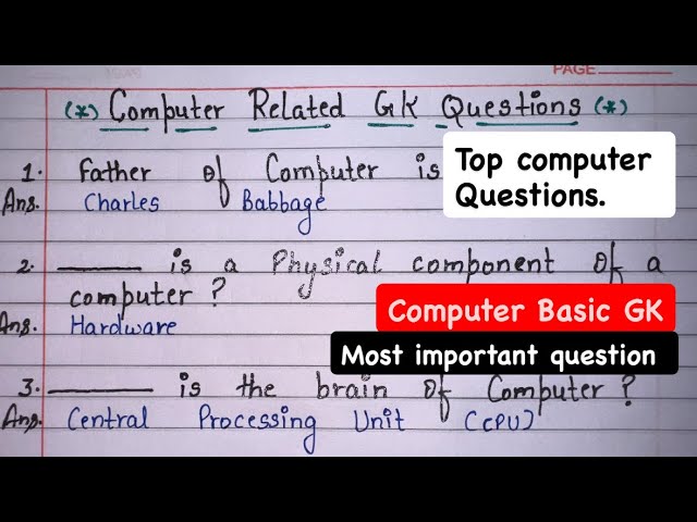 Computer questions | Most Important Computer Based GK Questions | Computer basic questions