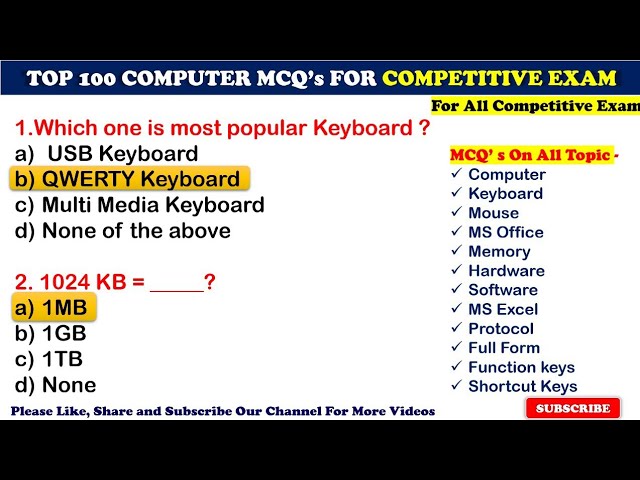 TOP 100 COMPUTER MCQ's For All Competitive Exams | Full Explanation | #computer #mcqs