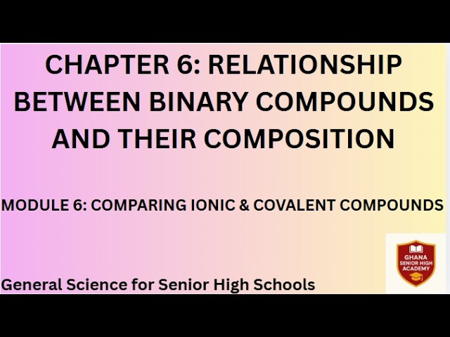 SCI CHAPTER 6 MODULE 6: COMPARING IONIC & COVALENT COMPOUNDS