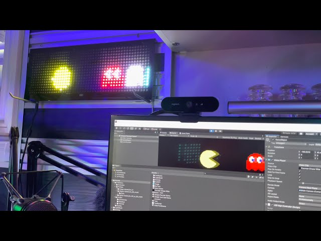 SHORT: PACMAN Demo of NightDriver over WiFi to RGB LED Sign (Arduino)
