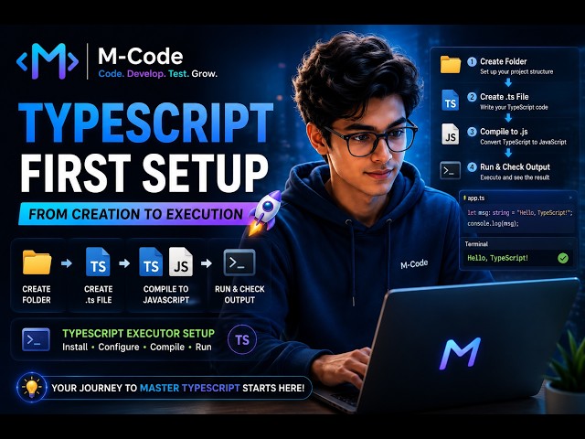 #3 TypeScript Setup| Create, Compile & Run Your First TypeScript Program | M-Code | Hindi