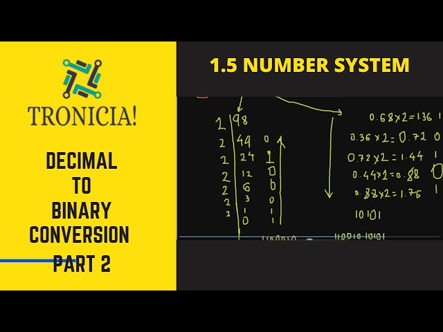 1.5 DECIMAL TO BINARY CONVERSION-2 | NUMBER SYSTEMS | DIGITAL ELECTRONICS | TRONICIA!